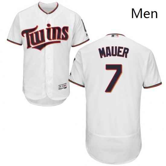 Mens Majestic Minnesota Twins 7 Joe Mauer White Home Flex Base Authentic Collection MLB Jersey